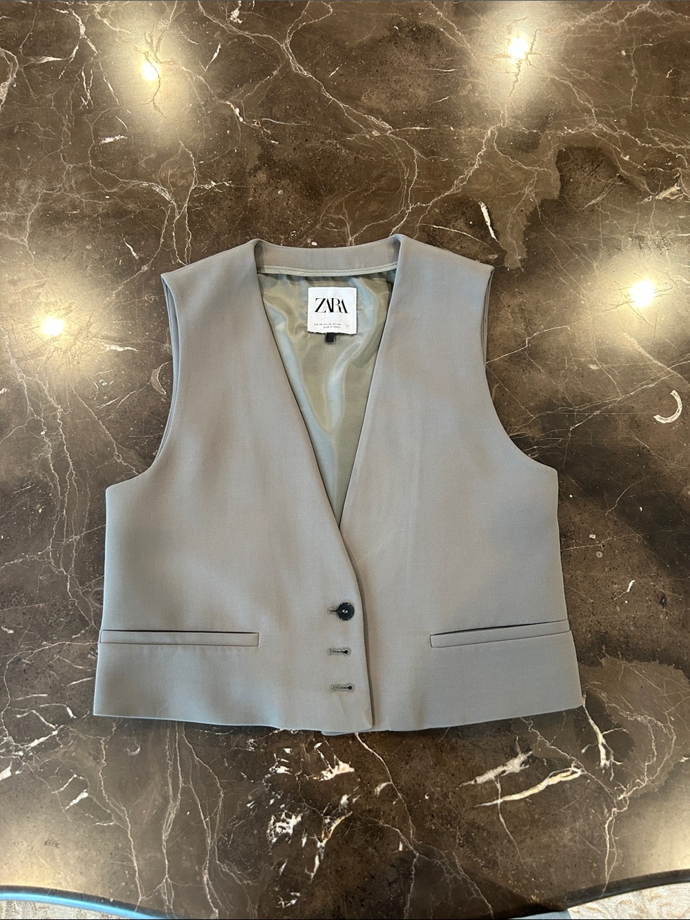 Zara sage Green Croppef Vest